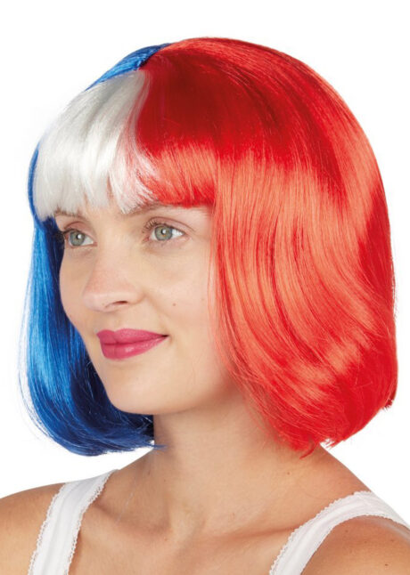 perruque supporter, perruque france, perruque tricolore, perruque bleu blanc rouge, Perruque Supporter France, Carré Tricolore