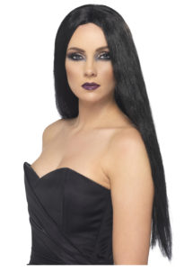 perruque noire, perruque sorcière, perruque cheveux longs noirs, perruque noire femme, Perruque de Sorcière, Noire