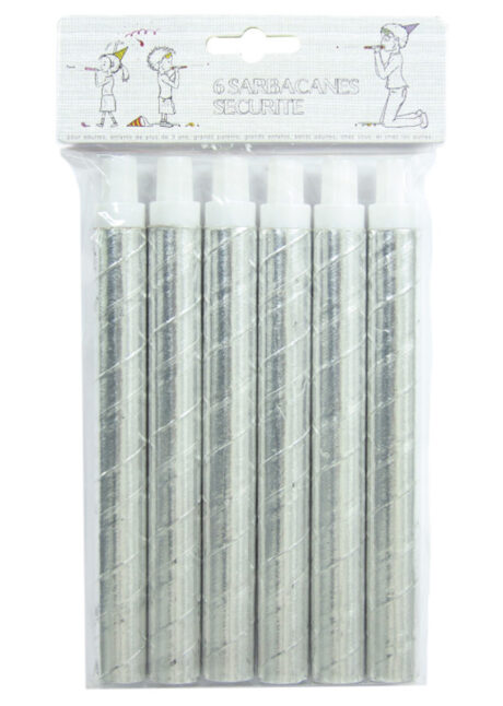 sarbacanes, sarbacannes, cotillons fête, cotillons réveillon, Sarbacanes x 6, Argent