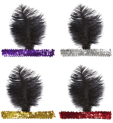 bandeau charleston, bandeau à plumes, accessoire déguisement, accessoire années 30, accessoire cabaret, bandeau charleston, bandeau années 30, bandeau années 20, déguisement charleston, accessoire déguisement charleston Bandeau Charleston à Plume Noire