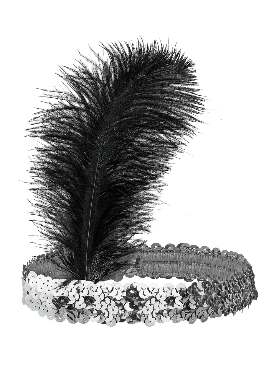 Bandeau Charleston Sequins et Plumes - Noir - Jour de Fête - Boutique Jour  de fête