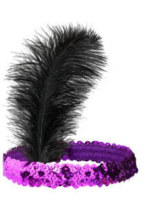 bandeau charleston, bandeau à plumes, bandeau années 30, Bandeau Charleston à Plume, Sequins Violets