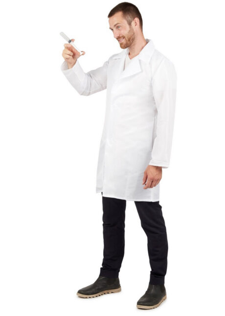 blouse blanche déguisement, déguisement médecin homme, déguisement médecin adulte, déguisement scientifique adulte, déguisement chercheur, blouse scientifique, blouse médecin, Blouse Blanche de Savant, Médecin ou Scientifique