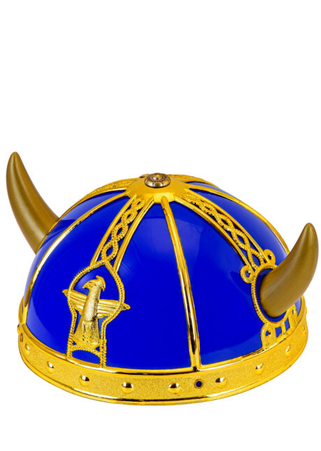 casque de viking, coiffe de viking, accessoires déguisements viking, Casque de Viking, Bleu et Doré