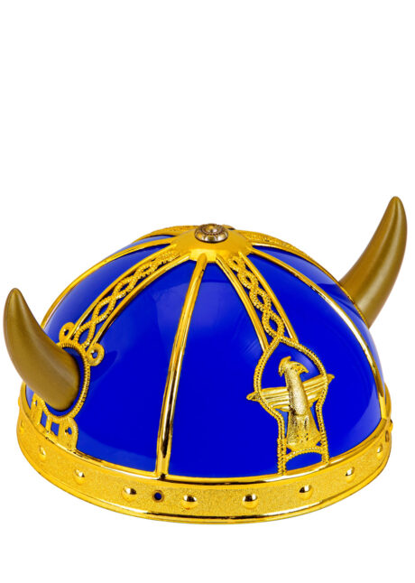 casque de viking, coiffe de viking, accessoires déguisements viking, Casque de Viking, Bleu et Doré