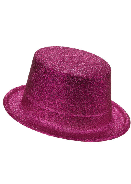 , Chapeau Paillettes, Haut de Forme, Rose Fuchsia