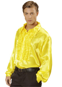 chemise disco, chemise à jabot, chemise années 70, chemise déguisement disco, chemise à jabot jaune