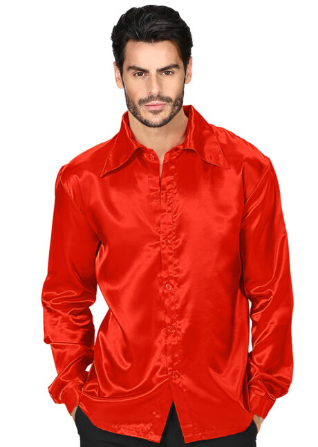 déguisement disco, chemise disco, Chemise Satinée Rouge