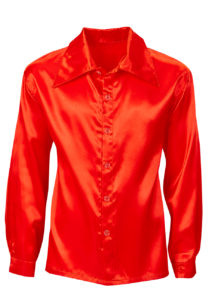 chemise disco satin, chemise disco déguisement, déguisement disco homme, chemise disco pour homme, accessoire disco déguisement homme, chemise rouge