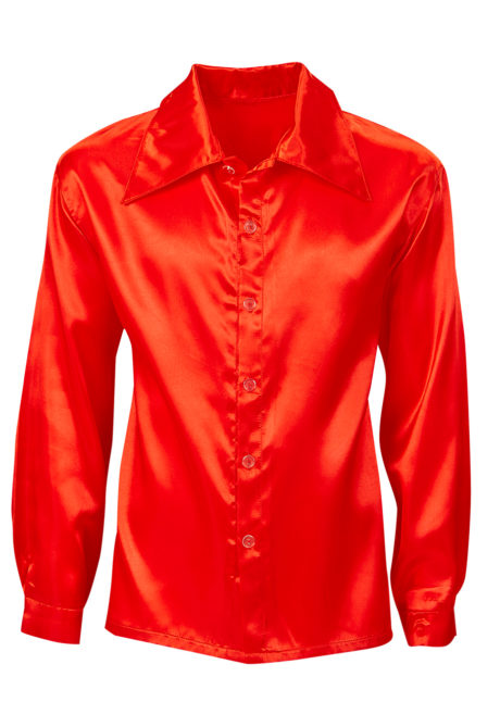 chemise disco satin, chemise disco déguisement, déguisement disco homme, chemise disco pour homme, accessoire disco déguisement homme, chemise rouge, Chemise Satinée Rouge
