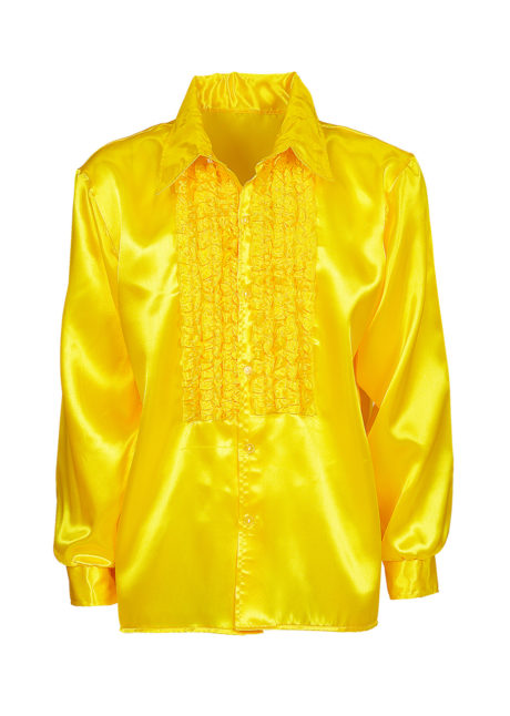chemise disco, chemise à jabot, chemise années 70, chemise déguisement disco, chemise à jabot jaune, Chemise Disco à Jabot, Jaune