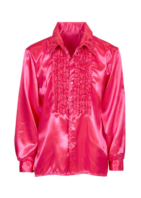 chemise disco, chemise à jabot, chemise années 70, chemise déguisement disco, chemise à jabot rose, Chemise Disco à Jabot, Rose