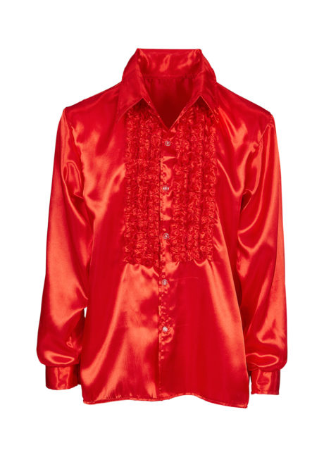 chemise disco, chemise à jabot, chemise années 70, chemise déguisement disco, chemise à jabot rouge, Chemise Disco à Jabot, Rouge