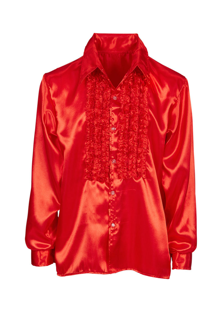 Chemise Disco à Jabot, Rouge Aux Feux de la Fête Paris
