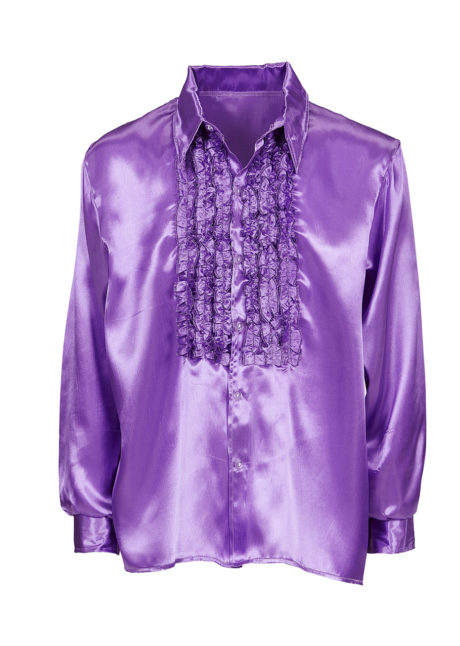 chemise disco, chemise à jabot, chemise années 70, chemise déguisement disco, chemise à jabot violette, Chemise Disco à Jabot, Violette