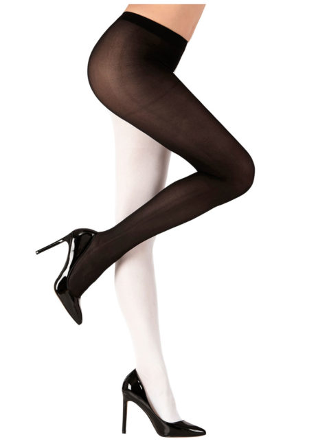 collants bicolores noirs et blancs, collants déguisement, accessoires déguisement, collants de pierrot, déguisement de pierrot, Collant Bicolore, Noir et Blanc