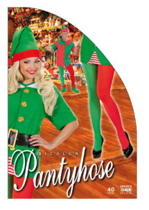 collants rouge et vert, collants de lutin, collants d'elfe, collant jambe rouge et verte