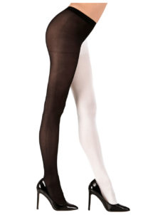 collants bicolores noirs et blancs, collants déguisement, accessoires déguisement, collants de pierrot, déguisement de pierrot