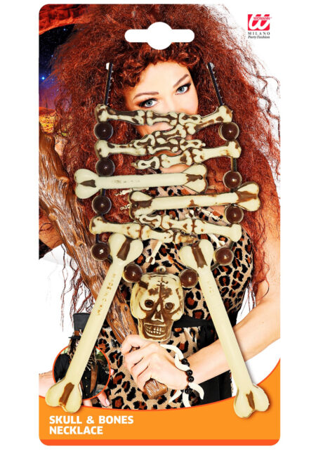 collier tête de mort et os, collier préhistoire, Collier Os et Tête de Mort