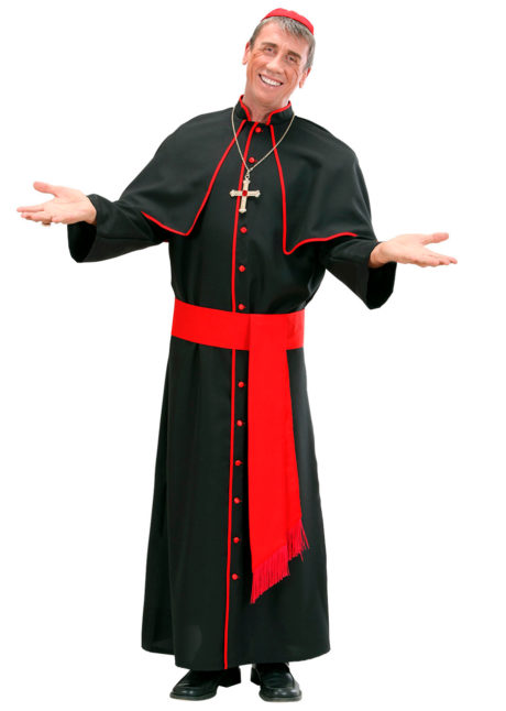 déguisement de cardinal, costume cardinal homme, déguisement cardinal homme, déguisement religieux homme, costume de religieux homme, Déguisement de Cardinal, Noir et Rouge