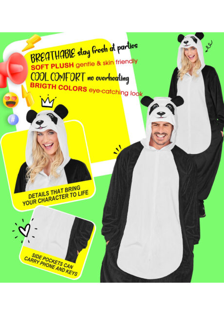 déguisement de panda adulte, costume panda homme, déguisement animal adulte, déguisement panda, Déguisement de Panda, Combinaison Ample