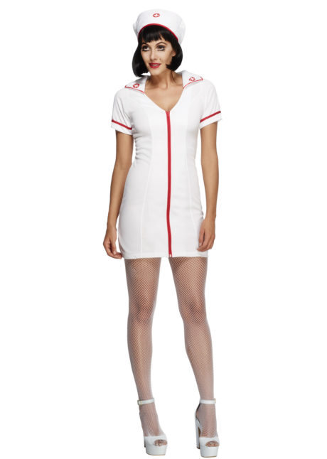 déguisement d'infirmière, costume d'infirmière, déguisement infirmière sexy, costume infirmière sexy, déguisement infirmière adulte, costume infirmière adulte, Déguisement d’Infirmière Sexy, Zip Rouge