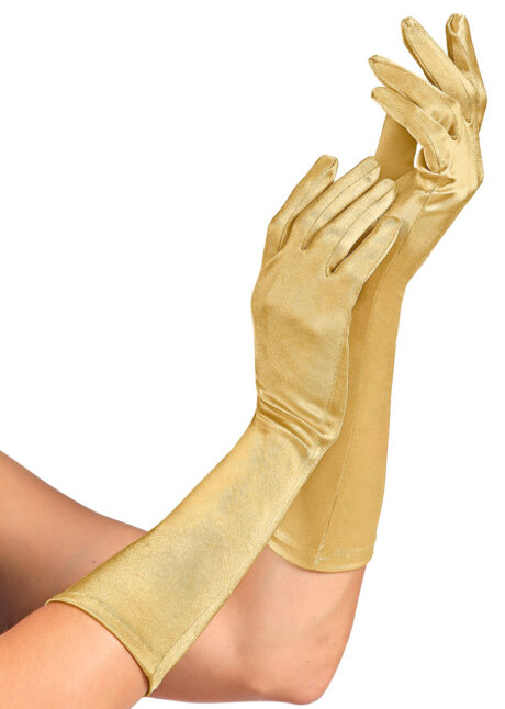 gants dorés en satin, gants satin dorés, Gants Dorés, en Satin, 40 cm