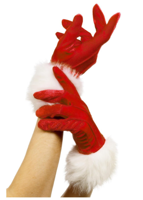 gants de mère noel, accessoire mère noel déguisement, accessoire gants déguisement, gants avec fourrure, Gants de Mère Noël