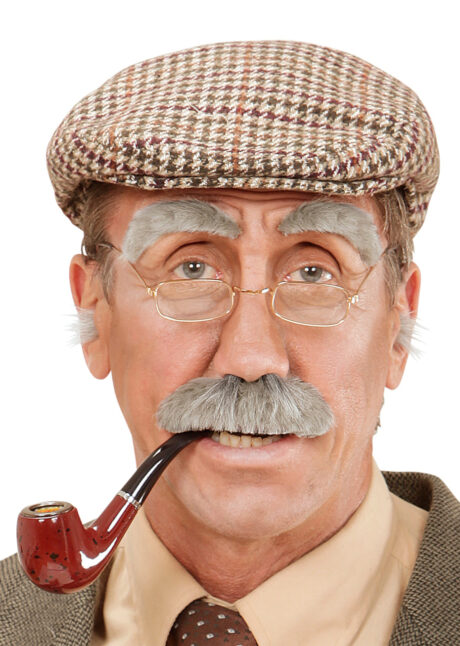 moustache de grand père, moustache grise, maquillage vieil homme, Moustache Grise de Papy, avec Sourcils