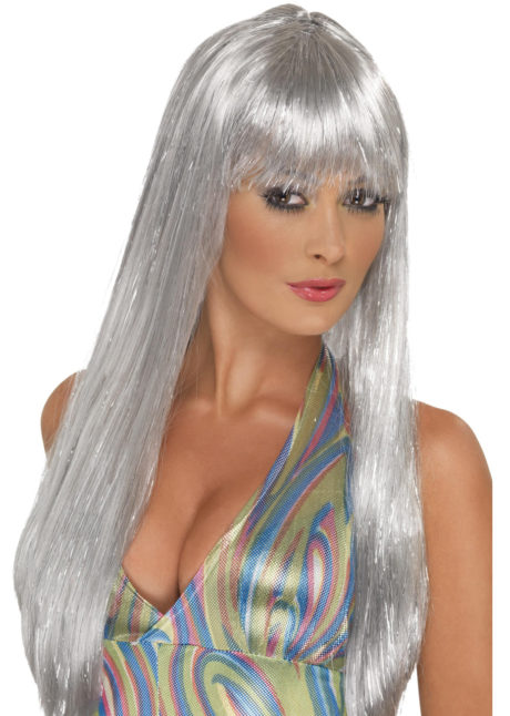 perruque argent, perruque disco, perruque années 80, perruque argentée, Perruque Argent