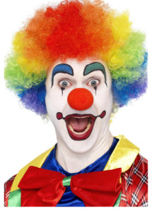 perruque de clown rouge, perruque de clown, perruque afro multicolore