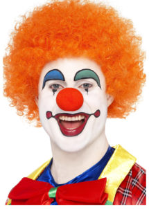 perruque de clown rouge, perruque de clown, perruque afro orange