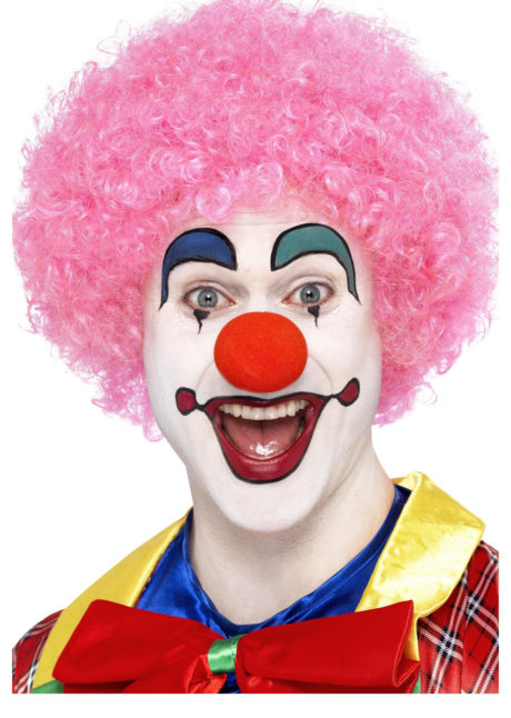 perruque de clown rouge, perruque de clown, perruque afro rose, Perruque de Clown Circus, Rose