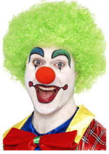perruque de clown rouge, perruque de clown, perruque afro verte