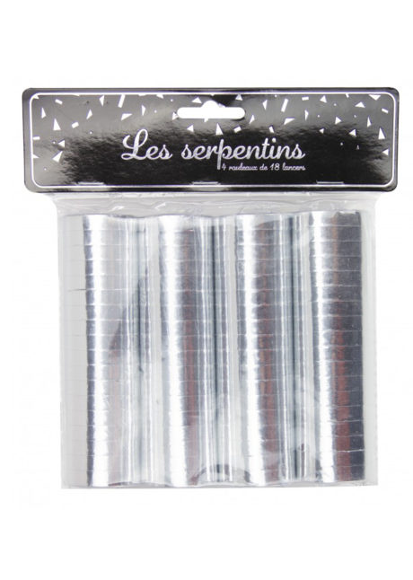 serpentins argent, cotillons serpentins, cotillons de réveillon, Serpentins Argent x 4