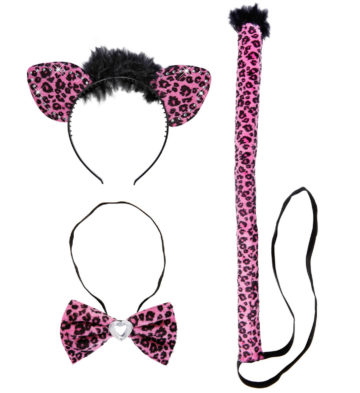 kit de léopard déguisement, accessoire déguisement de léopard, accessoire léopard déguisement, oreilles de léopard déguisement, queue de léopard déguisement Kit de Léopard, Rose