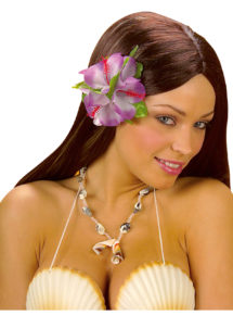 fleur hawaïenne pour cheveux, accessoire hawaïen, accessoire hawaï déguisement, déguisement hawaï, barrette hawaï