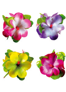 fleur hawaïenne pour cheveux, accessoire hawaïen, accessoire hawaï déguisement, déguisement hawaï, barrette hawaï