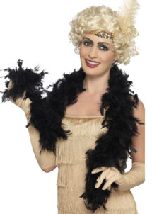 boa plumes noires, accessoire années 20, boa années folles, boas noirs, boa noir, boa en plumes noires