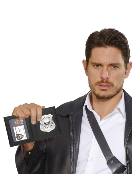Badge de Police sur Porte-Carte avec Emplacement Photo, Badge de Police sur Etui, avec Pochette Photo
