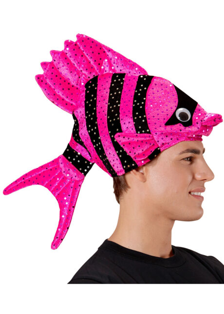 chapeau poisson, déguisement poisson, chapeau humour, chapeau thème mer, Chapeau Poisson, Rose