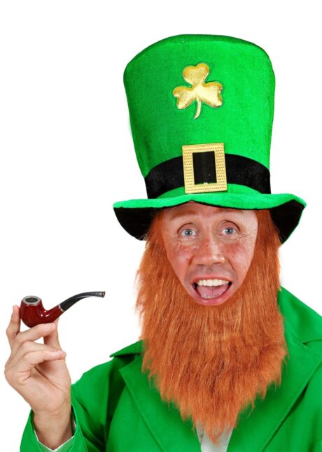 chapeau saint patrick, chapeau barbe rousse, chapeau vert saint patrick, Chapeau Saint Patrick, avec Barbe Rousse