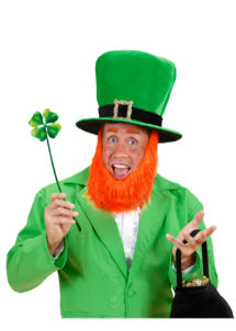 chapeau saint patrick, chapeau barbe rousse, chapeau humoristiques, chapeaux hauts de forme, chapeaux paris, accessoires de déguisements, Chapeau Saint Patrick, avec Barbe Rousse