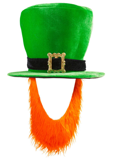 chapeau saint patrick, chapeau barbe rousse, chapeau vert saint patrick, Chapeau Saint Patrick, avec Barbe Rousse