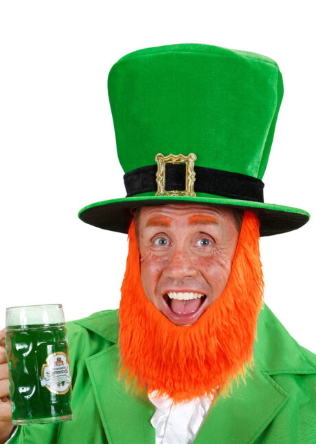 chapeau saint patrick, chapeau barbe rousse, chapeau vert saint patrick, Chapeau Saint Patrick, avec Barbe Rousse