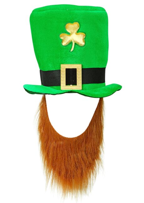 chapeau saint patrick, chapeau barbe rousse, chapeau vert saint patrick, Chapeau Saint Patrick, avec Barbe Rousse