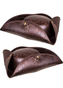 tricorne de pirate, chapeau de pirate simili cuir, tricorne de pirate