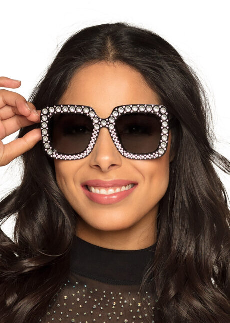 lunettes disco, lunettes paillettes, lunettes années 80, Lunettes Disco, Strass Paillettes, Noir