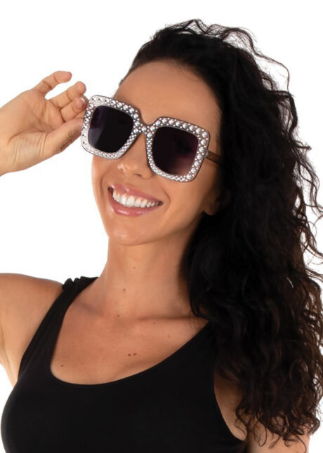 lunettes disco, lunettes paillettes, lunettes années 80, Lunettes Disco, Strass Paillettes, Noir