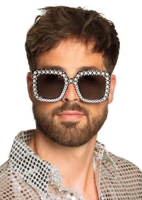 lunettes disco, lunettes paillettes, lunettes années 80, Lunettes Disco, Strass Paillettes, Noir